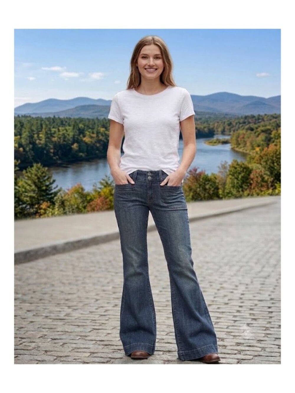 GAP Blue Denim Curvy Low Rise Flare Jeans 30x29